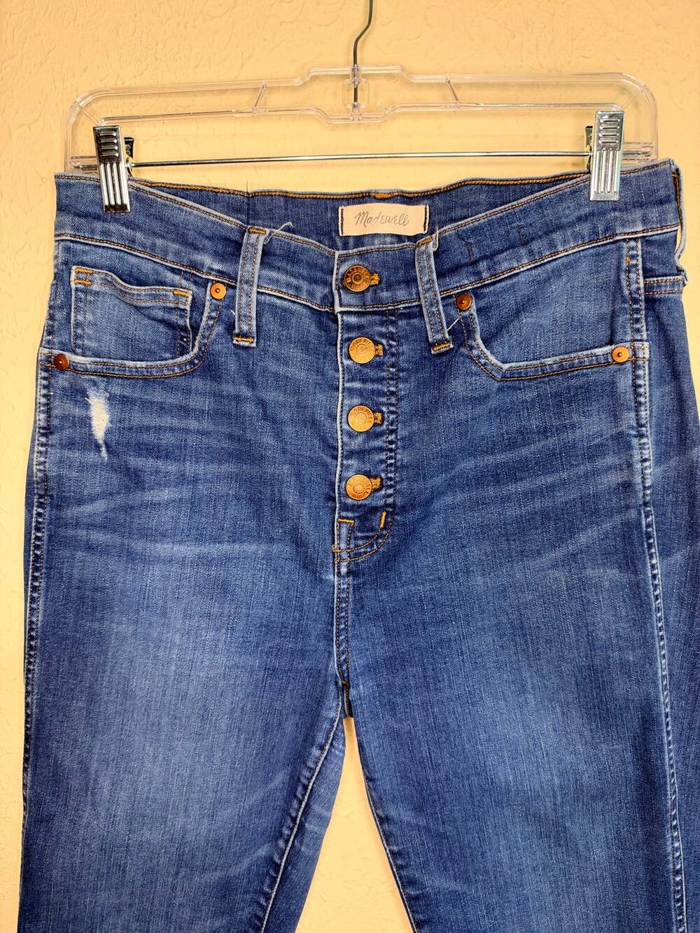 Madewell Women's Size 29 High Rise Skinny Button Fly Stretch Dark Wash Denim